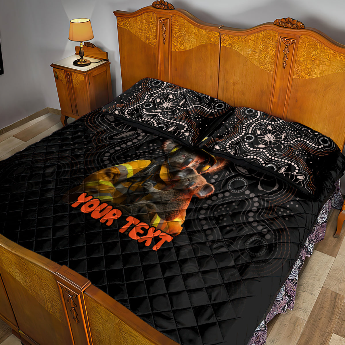 personalised-paws-for-australia-quilt-bed-set-bushfire-awareness-indigenous-aboriginal