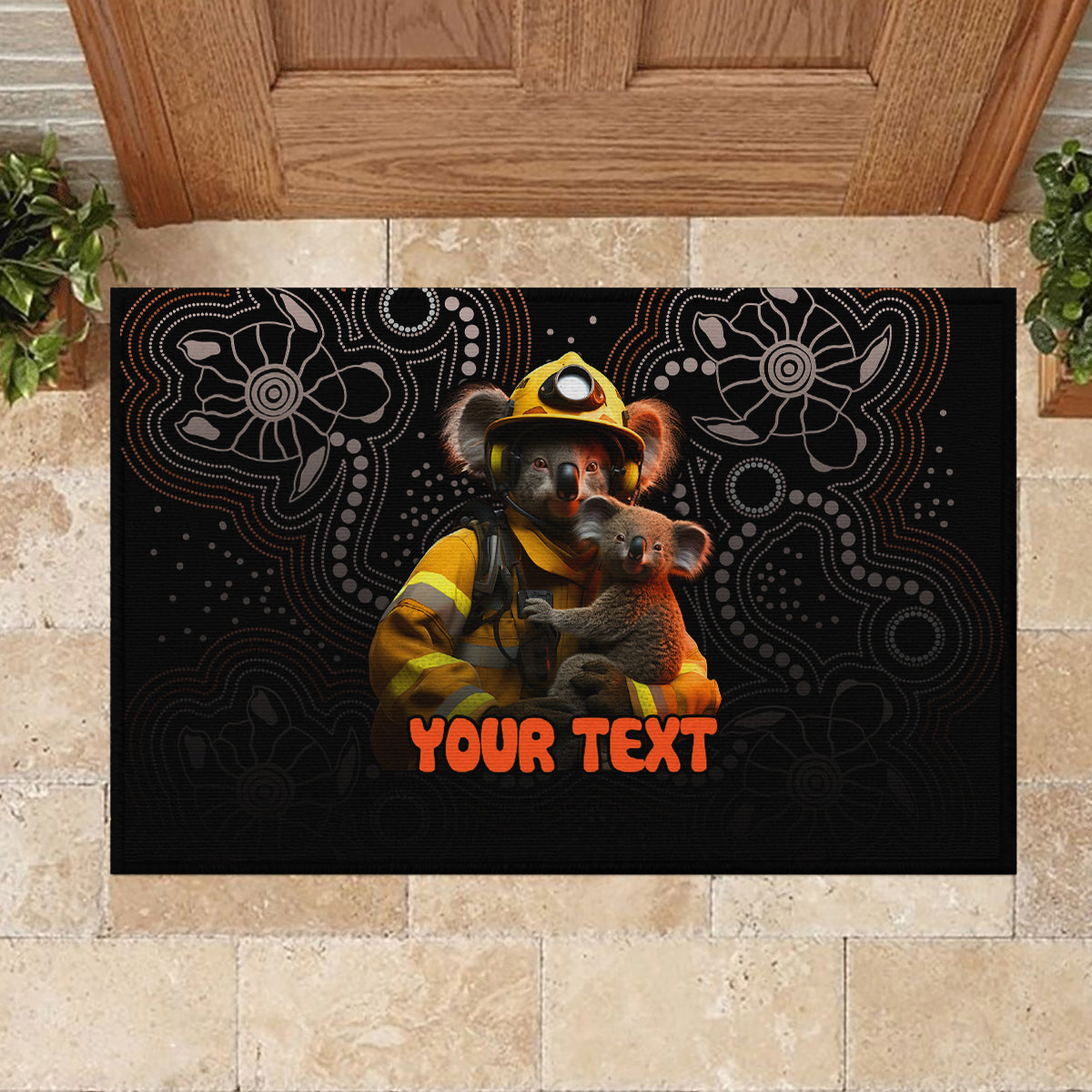 personalised-paws-for-australia-rubber-doormat-bushfire-awareness-indigenous-aboriginal