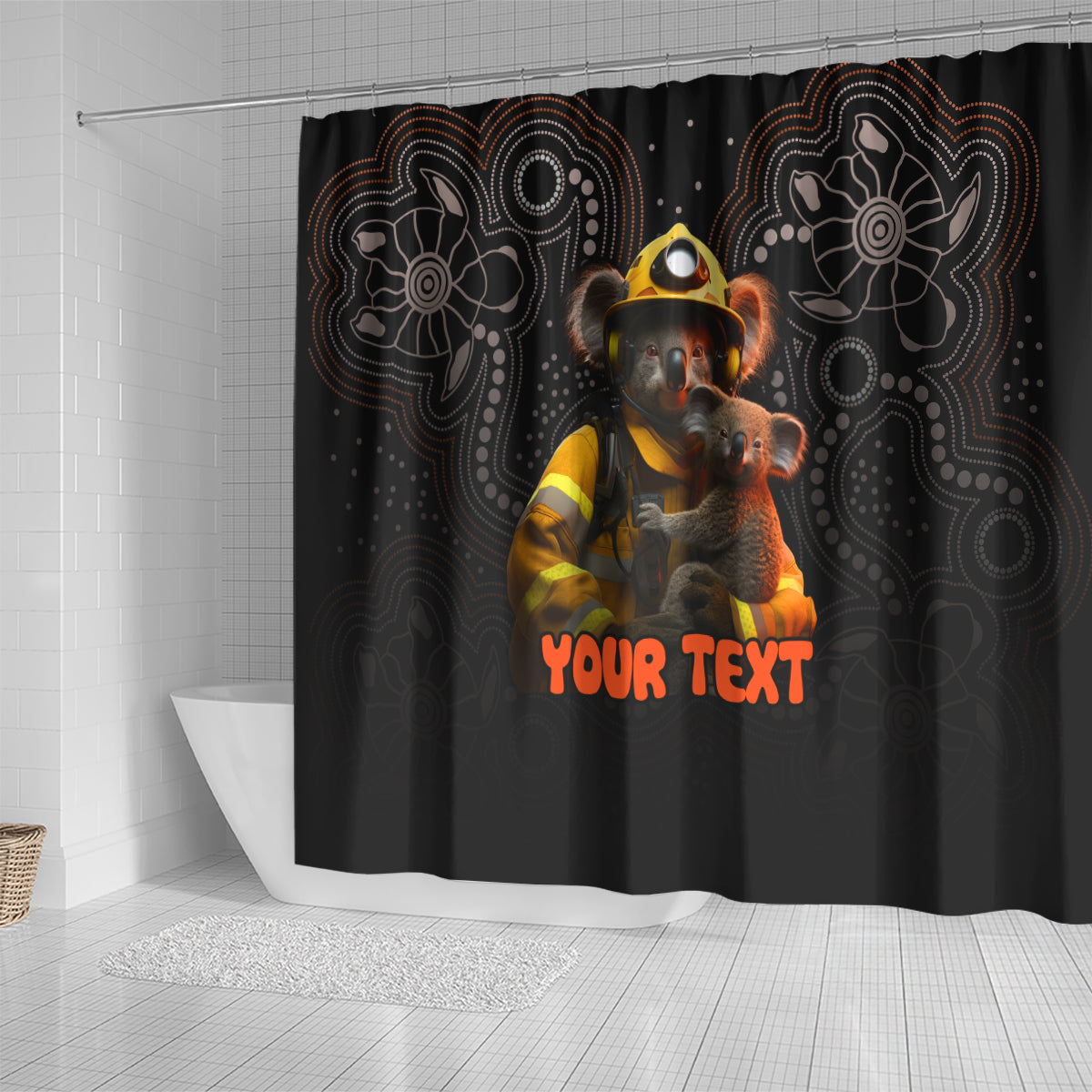 personalised-paws-for-australia-shower-curtain-bushfire-awareness-indigenous-aboriginal