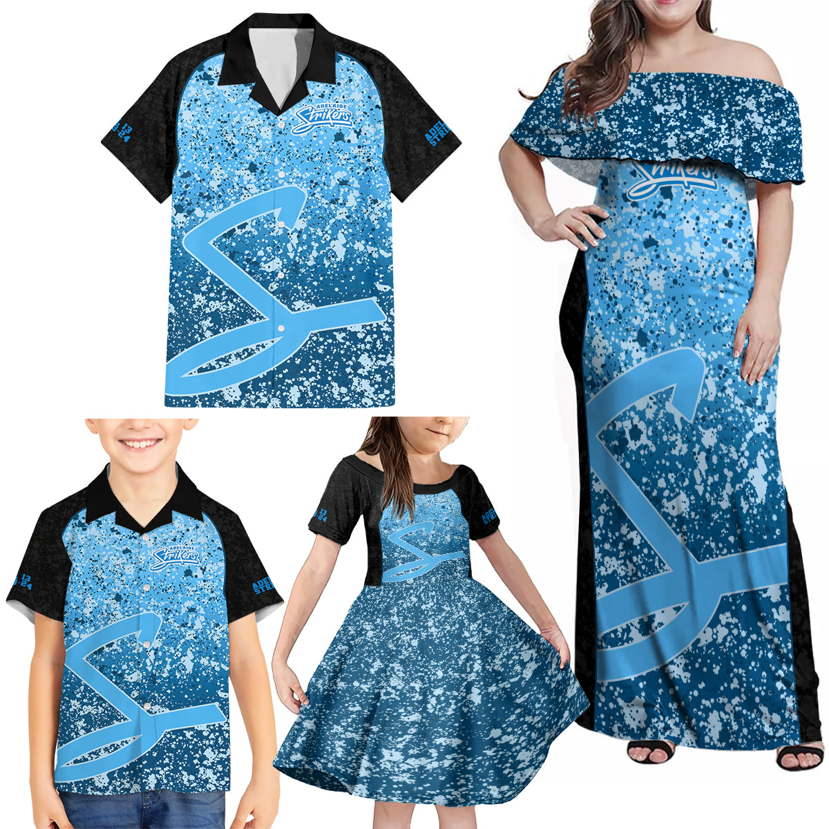 adelaide-strikers-custom-family-matching-off-shoulder-maxi-dress-and-hawaiian-shirt-bbl-cricket-team-2024