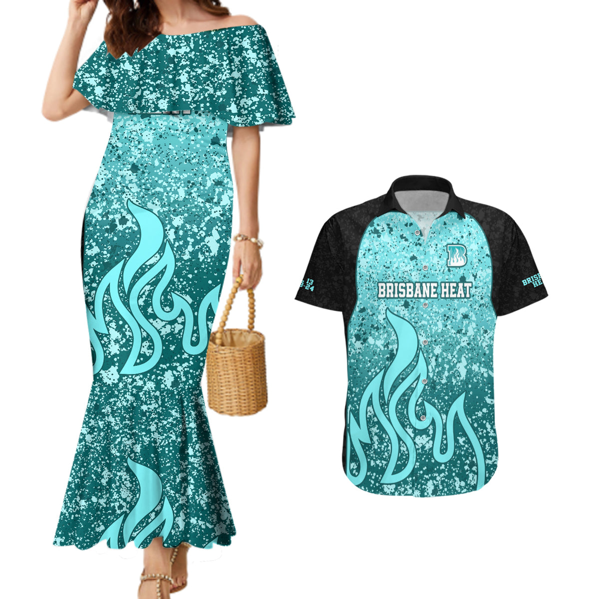 brisbane-heat-custom-couples-matching-mermaid-dress-and-hawaiian-shirt-bbl-cricket-team-2024