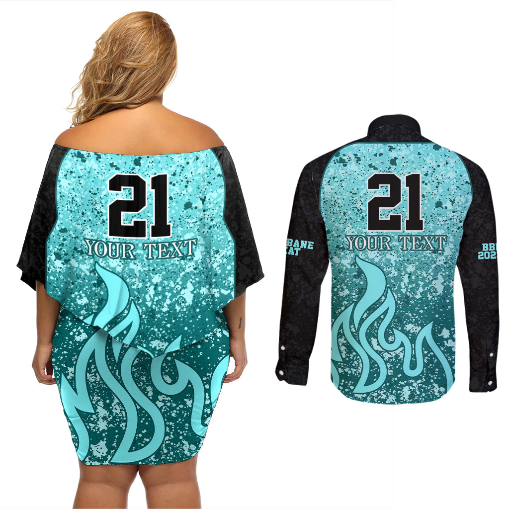 brisbane-heat-custom-couples-matching-off-shoulder-short-dress-and-long-sleeve-button-shirt-bbl-cricket-team-2024