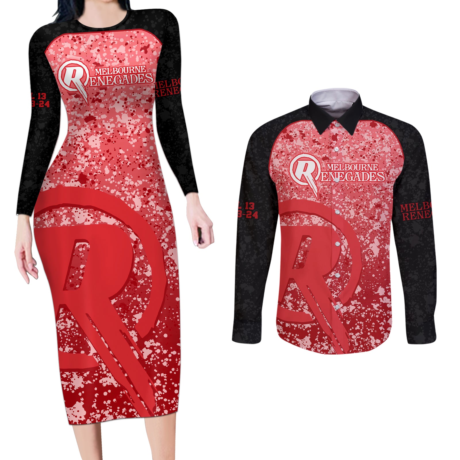melbourne-renegades-custom-couples-matching-long-sleeve-bodycon-dress-and-long-sleeve-button-shirt-bbl-cricket-team-2024