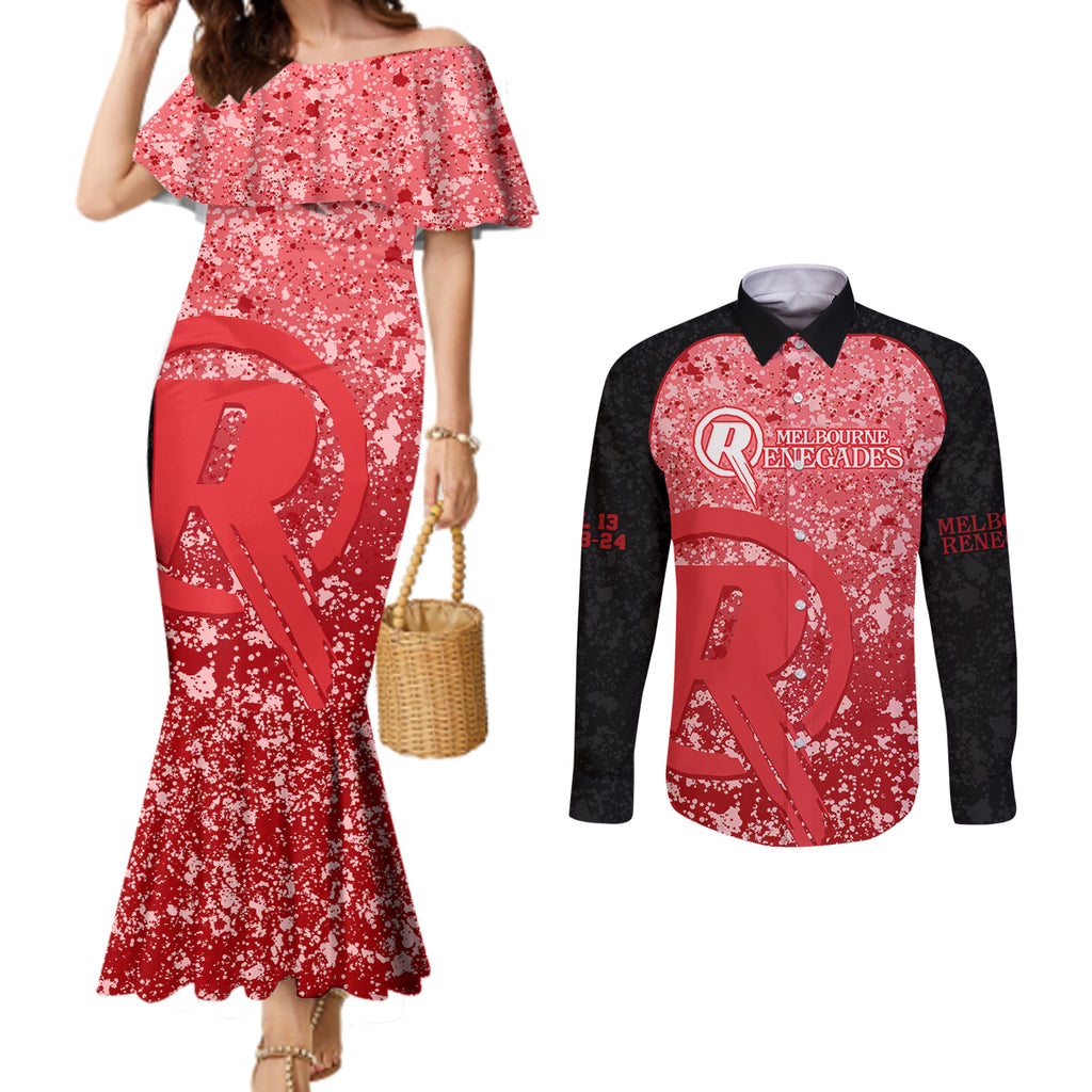 melbourne-renegades-custom-couples-matching-mermaid-dress-and-long-sleeve-button-shirt-bbl-cricket-team-2024