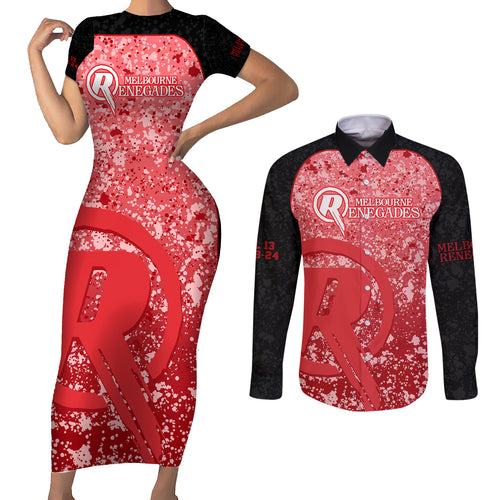 melbourne-renegades-custom-couples-matching-short-sleeve-bodycon-dress-and-long-sleeve-button-shirt-bbl-cricket-team-2024