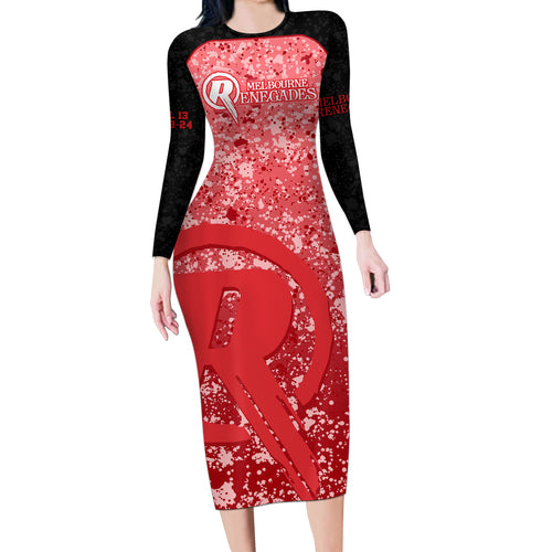 melbourne-renegades-custom-long-sleeve-bodycon-dress-bbl-cricket-team-2024