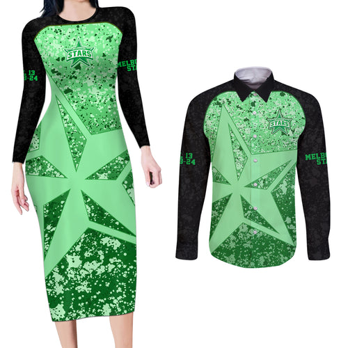 melbourne-stars-custom-couples-matching-long-sleeve-bodycon-dress-and-long-sleeve-button-shirt-bbl-cricket-team-2024