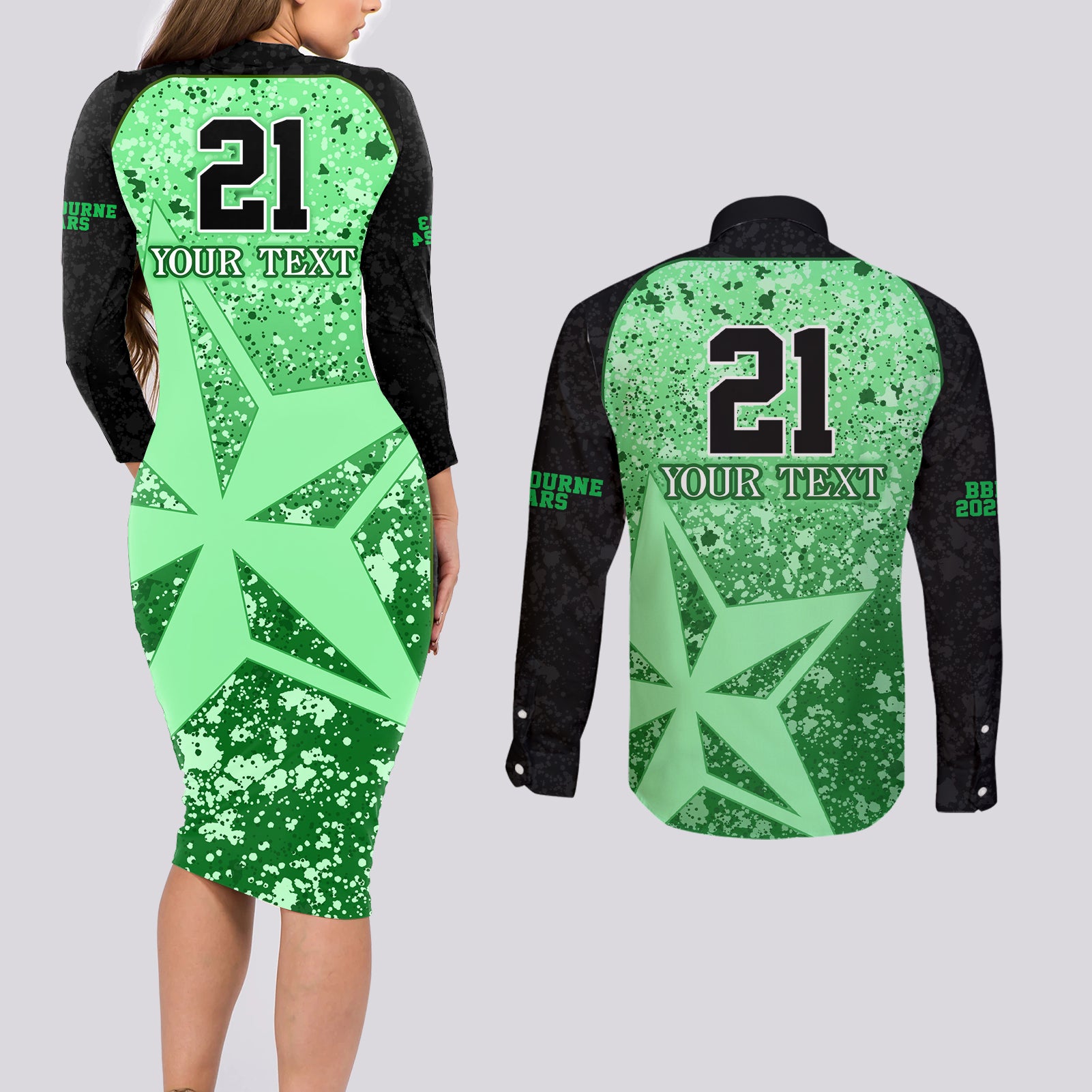 melbourne-stars-custom-couples-matching-long-sleeve-bodycon-dress-and-long-sleeve-button-shirt-bbl-cricket-team-2024