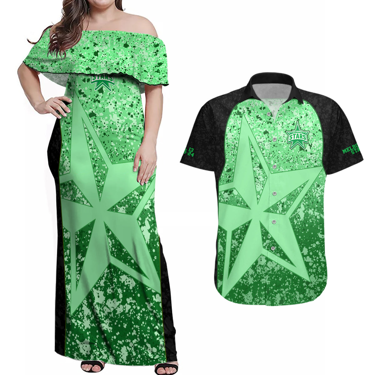 melbourne-stars-custom-couples-matching-off-shoulder-maxi-dress-and-hawaiian-shirt-bbl-cricket-team-2024