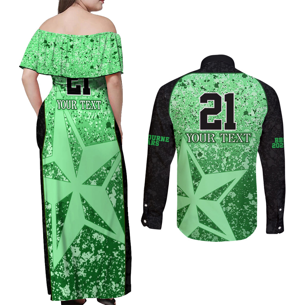 melbourne-stars-custom-couples-matching-off-shoulder-maxi-dress-and-long-sleeve-button-shirt-bbl-cricket-team-2024