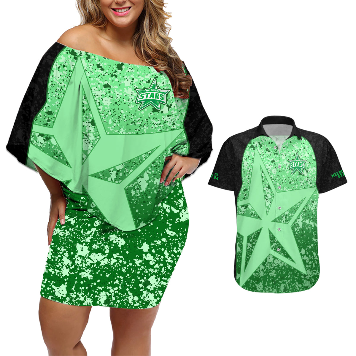 melbourne-stars-custom-couples-matching-off-shoulder-short-dress-and-hawaiian-shirt-bbl-cricket-team-2024