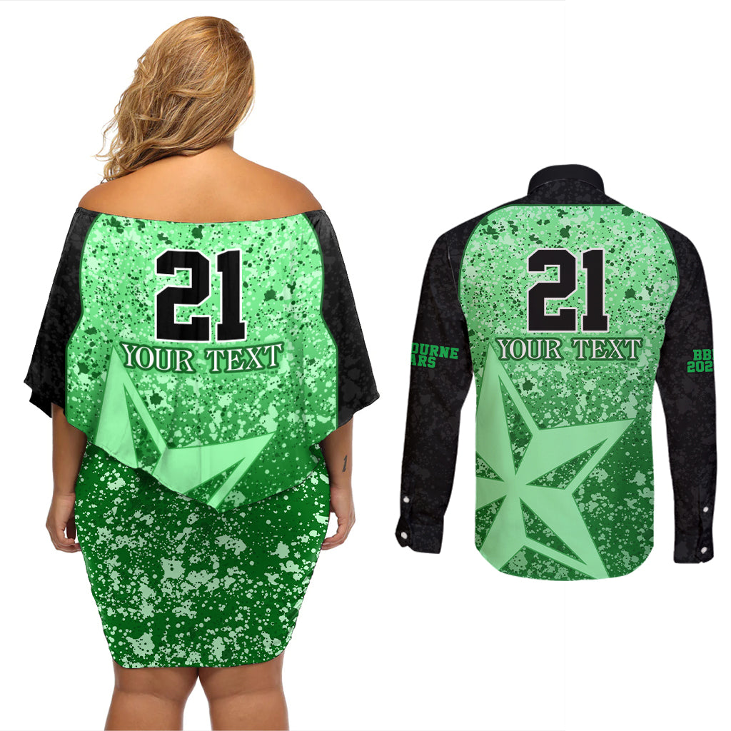 melbourne-stars-custom-couples-matching-off-shoulder-short-dress-and-long-sleeve-button-shirt-bbl-cricket-team-2024