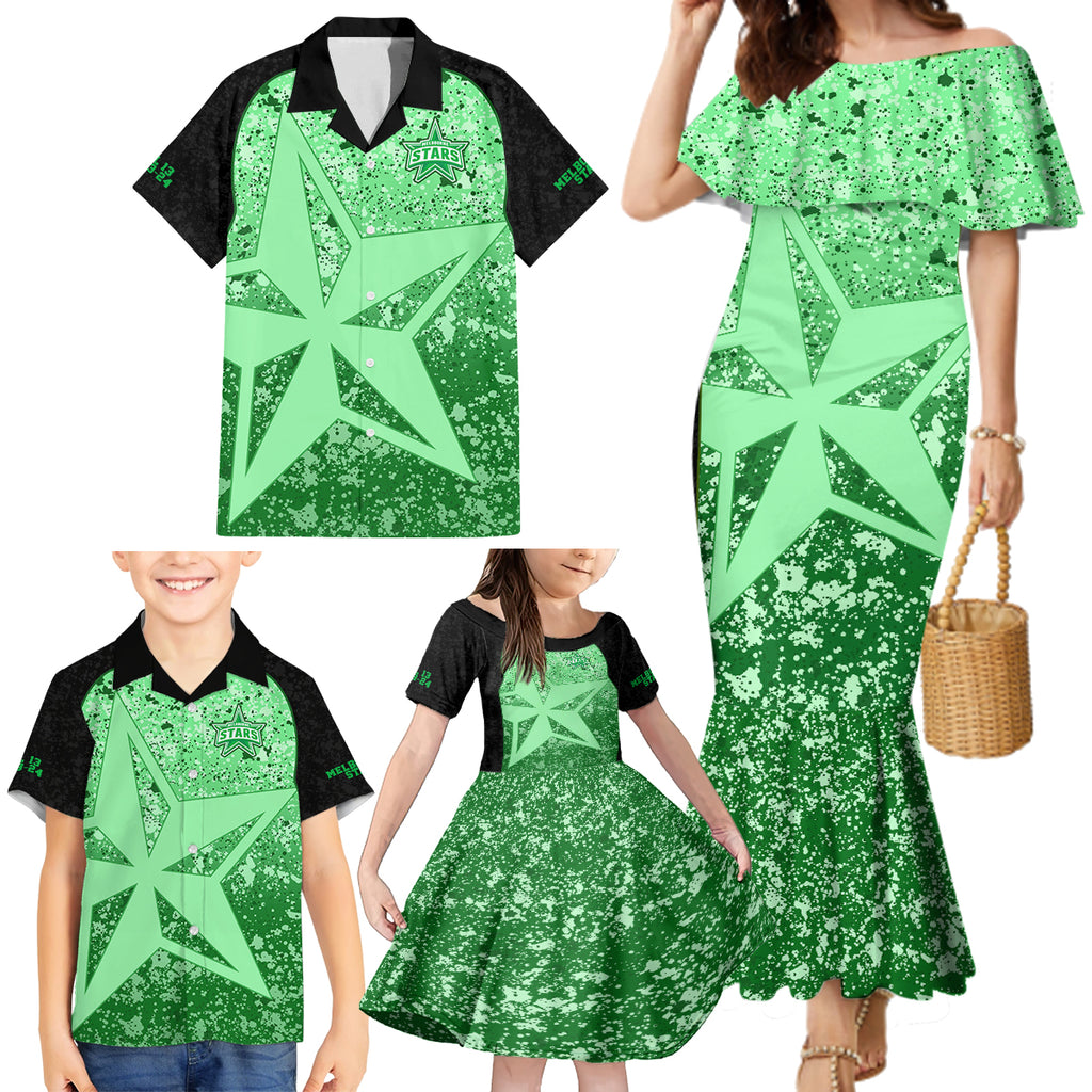 melbourne-stars-custom-family-matching-mermaid-dress-and-hawaiian-shirt-bbl-cricket-team-2024