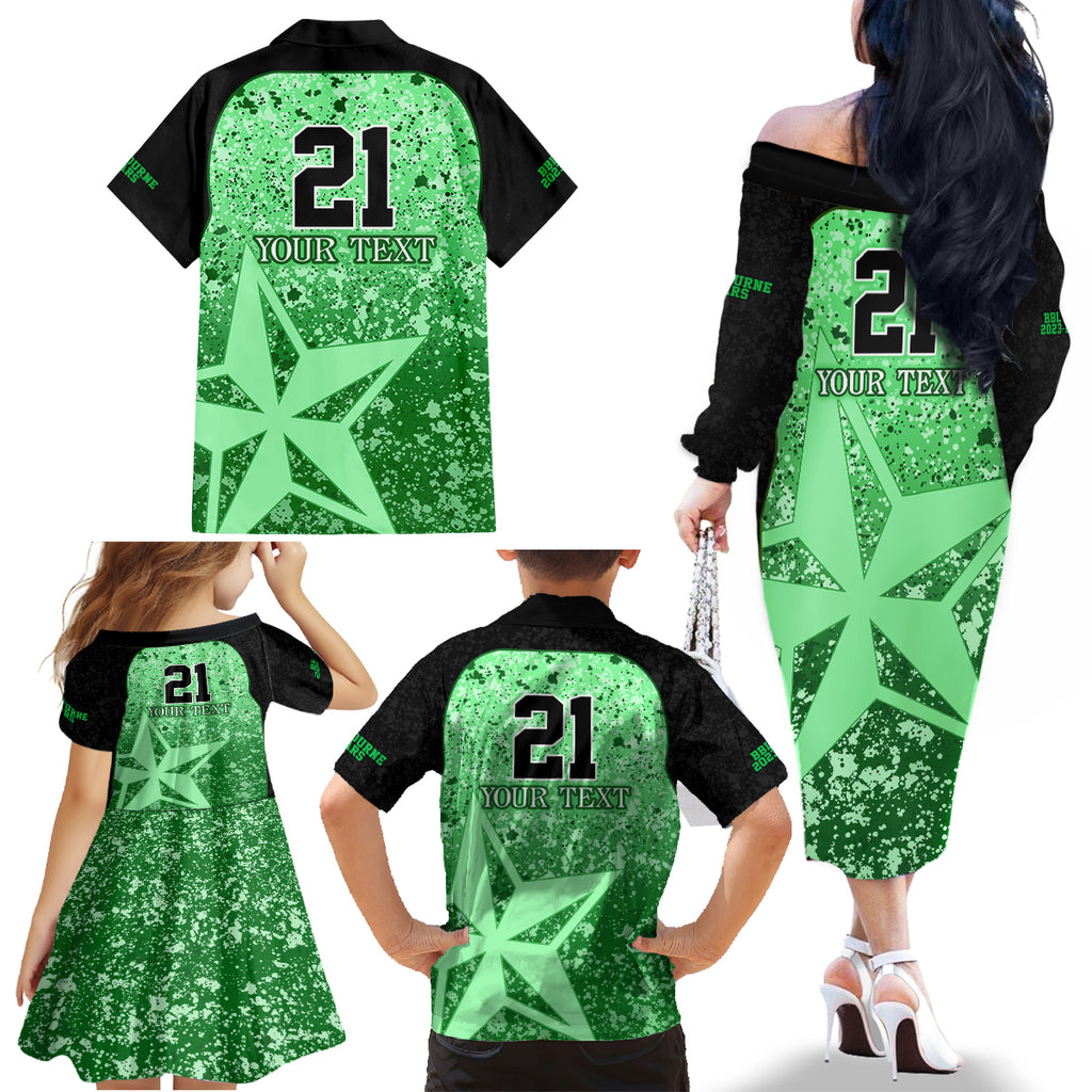 melbourne-stars-custom-family-matching-off-shoulder-long-sleeve-dress-and-hawaiian-shirt-bbl-cricket-team-2024