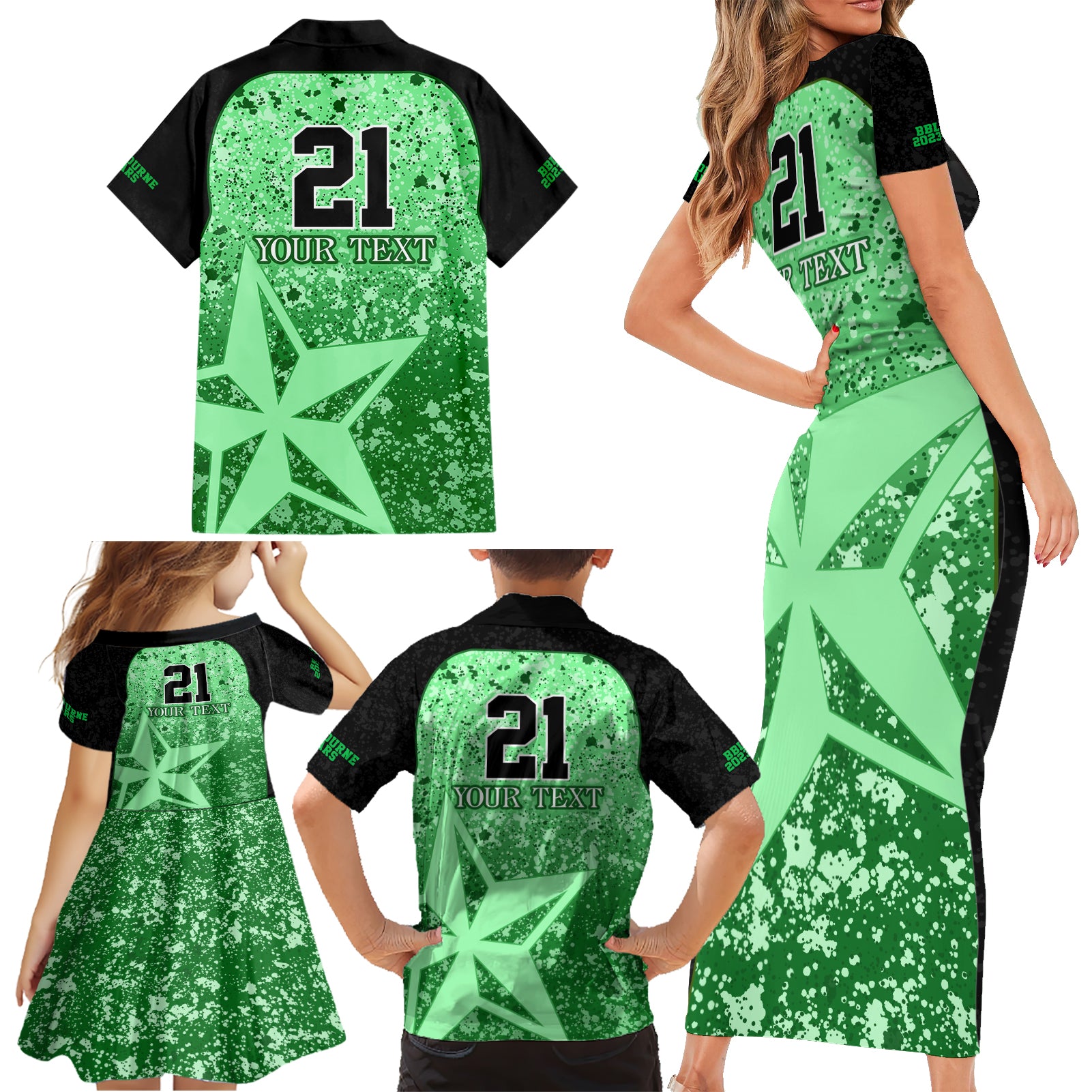 melbourne-stars-custom-family-matching-short-sleeve-bodycon-dress-and-hawaiian-shirt-bbl-cricket-team-2024