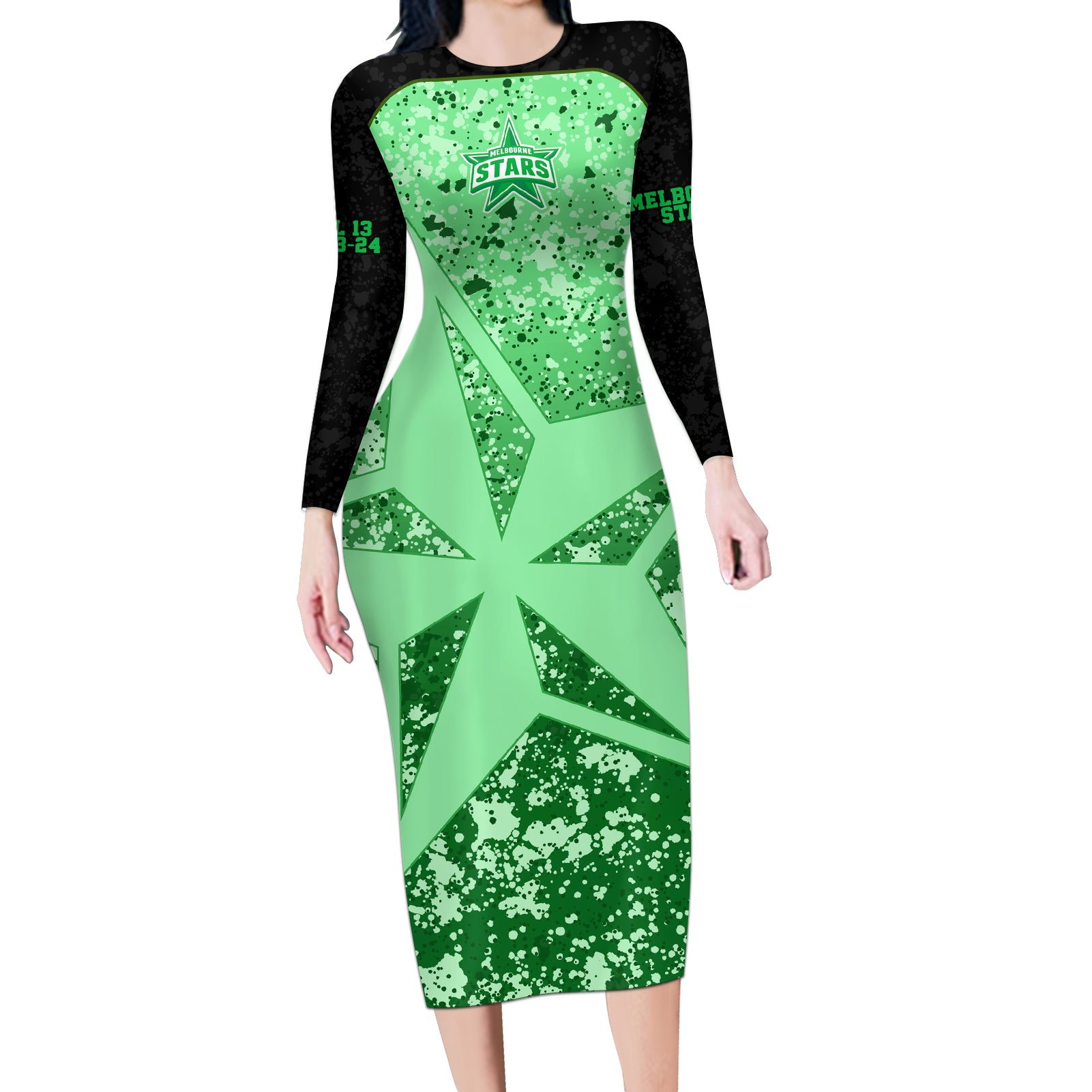 melbourne-stars-custom-long-sleeve-bodycon-dress-bbl-cricket-team-2024
