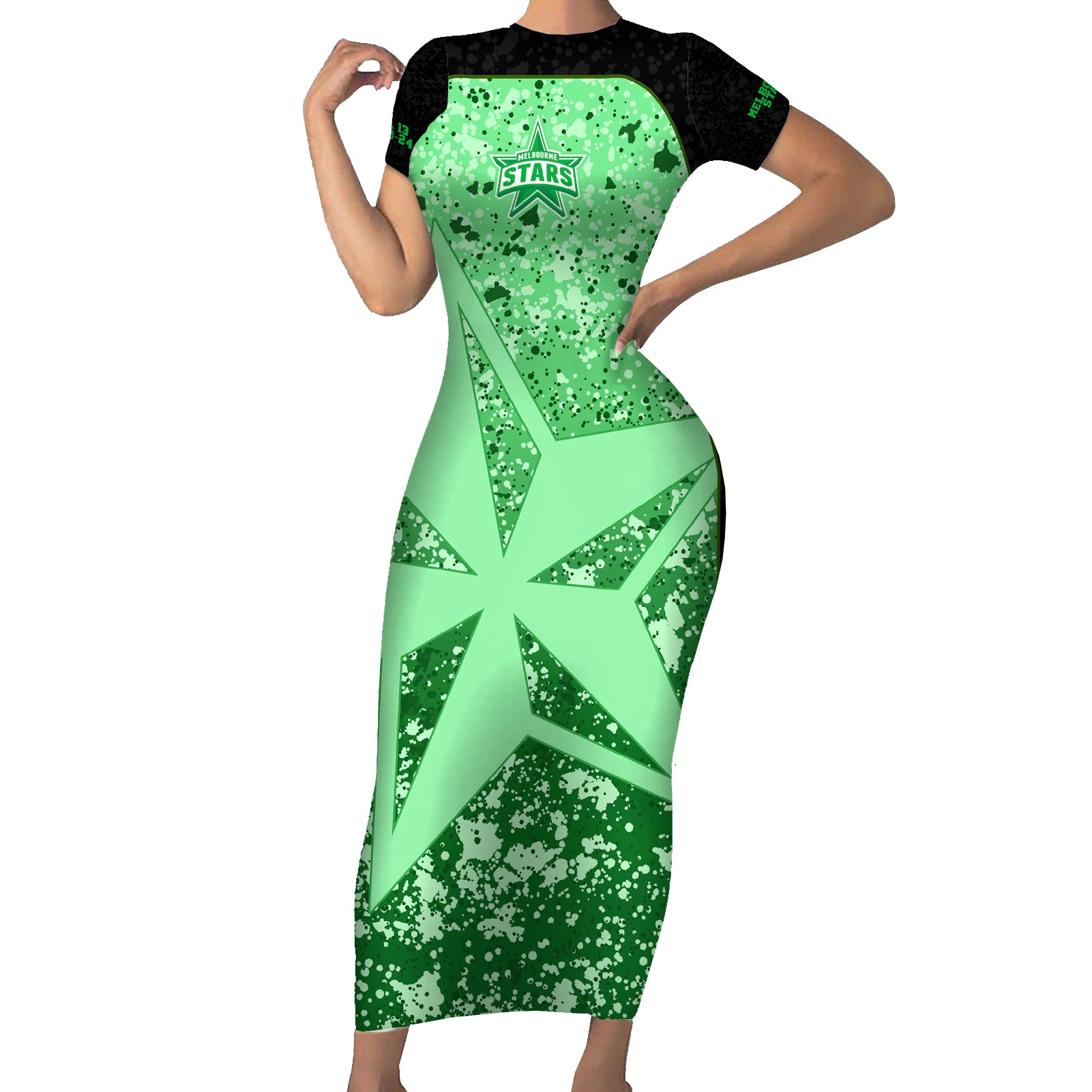 melbourne-stars-custom-short-sleeve-bodycon-dress-bbl-cricket-team-2024