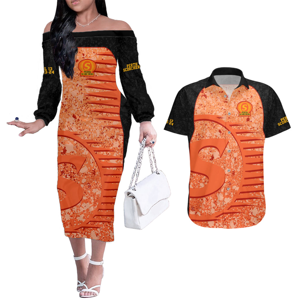 perth-scorchers-custom-couples-matching-off-the-shoulder-long-sleeve-dress-and-hawaiian-shirt-bbl-cricket-team-2024