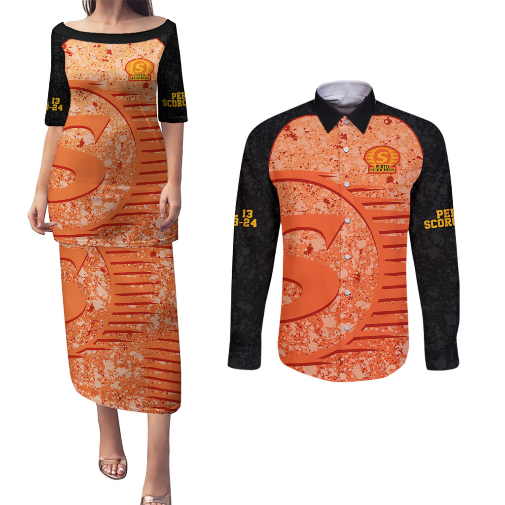 perth-scorchers-custom-couples-matching-puletasi-dress-and-long-sleeve-button-shirt-bbl-cricket-team-2024