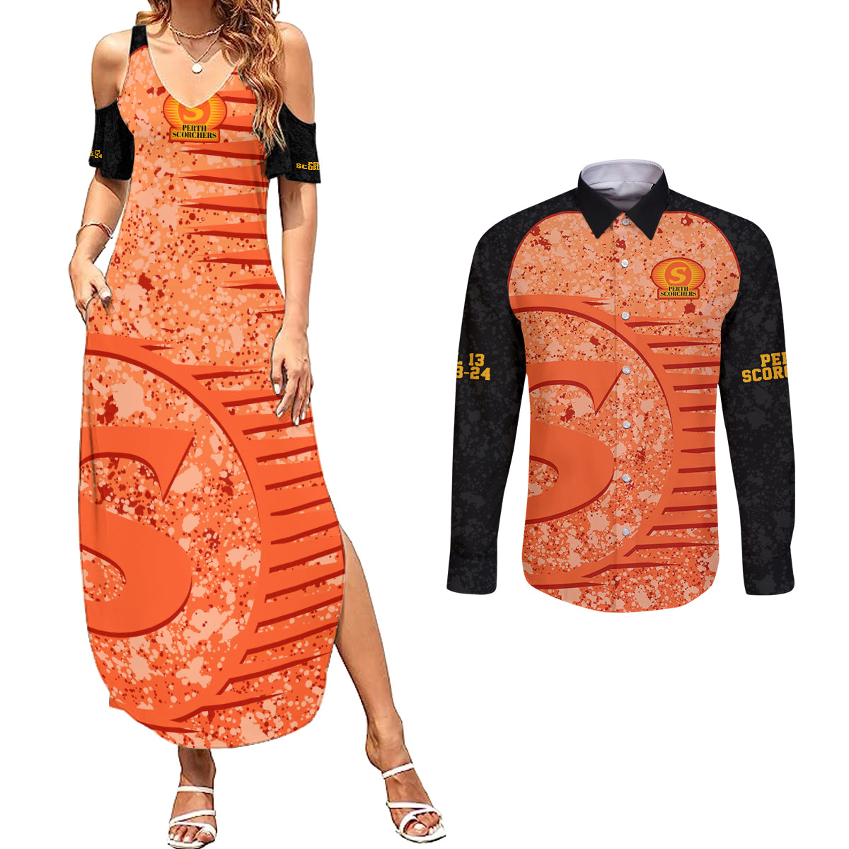 perth-scorchers-custom-couples-matching-summer-maxi-dress-and-long-sleeve-button-shirt-bbl-cricket-team-2024