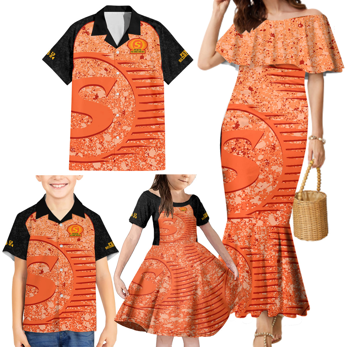 perth-scorchers-custom-family-matching-mermaid-dress-and-hawaiian-shirt-bbl-cricket-team-2024