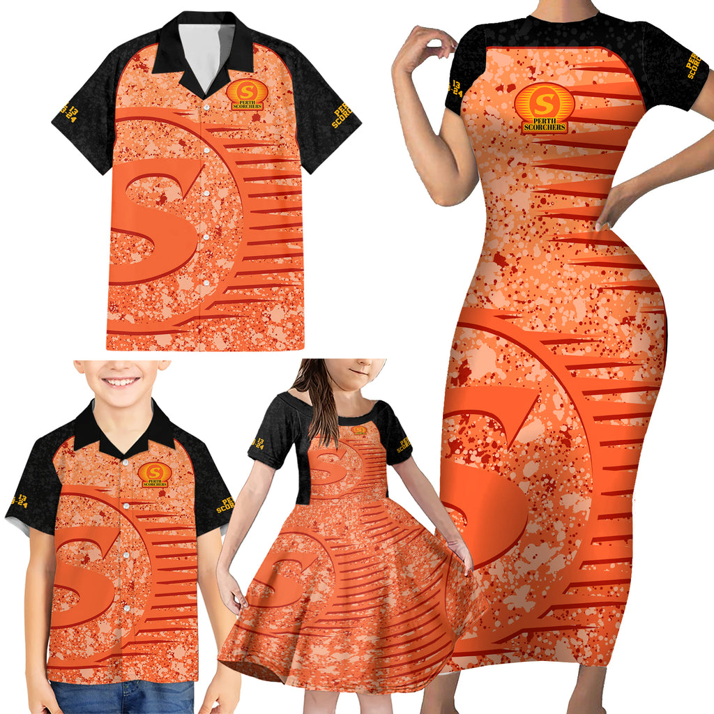 perth-scorchers-custom-family-matching-short-sleeve-bodycon-dress-and-hawaiian-shirt-bbl-cricket-team-2024