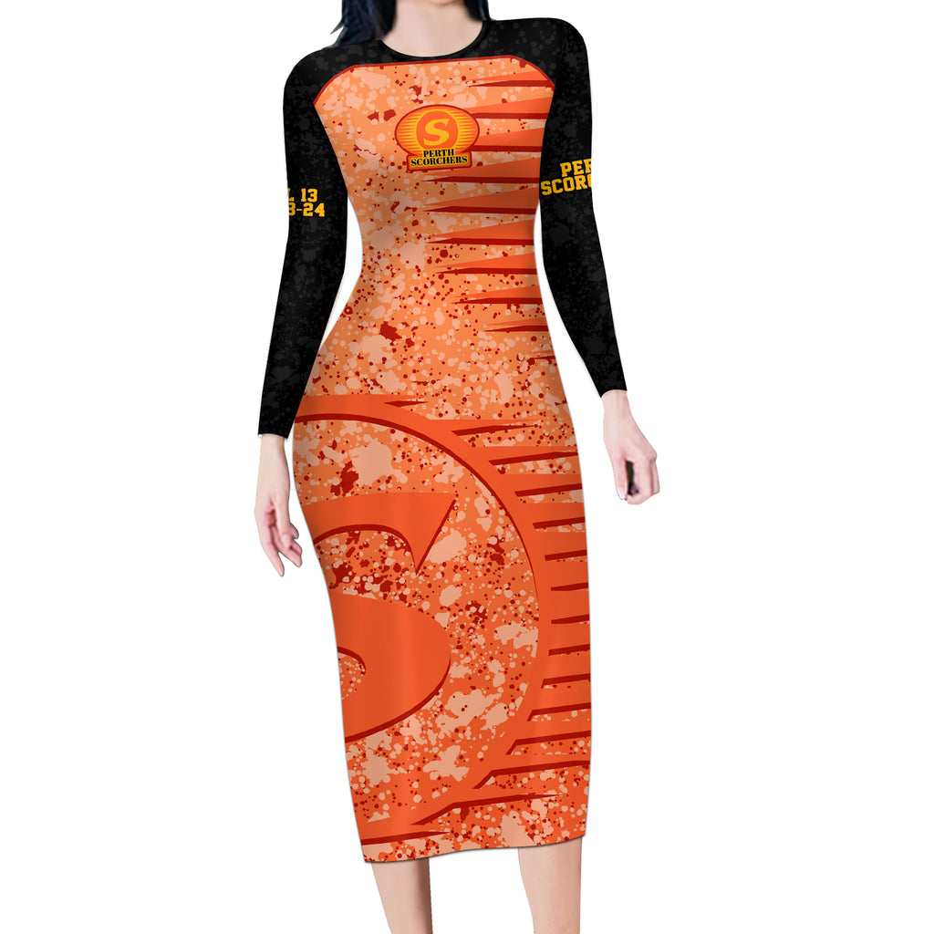 perth-scorchers-custom-long-sleeve-bodycon-dress-bbl-cricket-team-2024