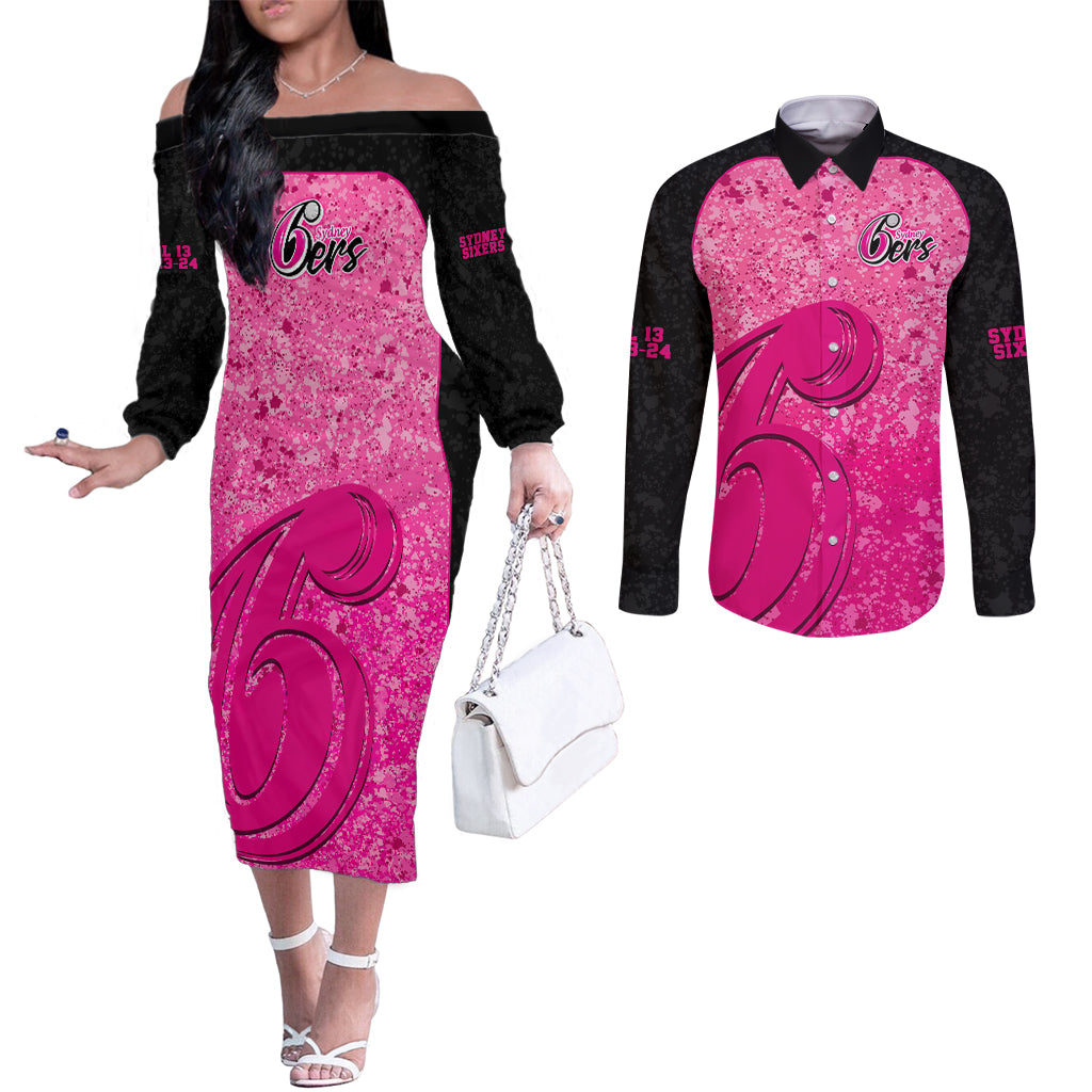 sydney-sixers-custom-couples-matching-off-the-shoulder-long-sleeve-dress-and-long-sleeve-button-shirt-bbl-cricket-team-2024