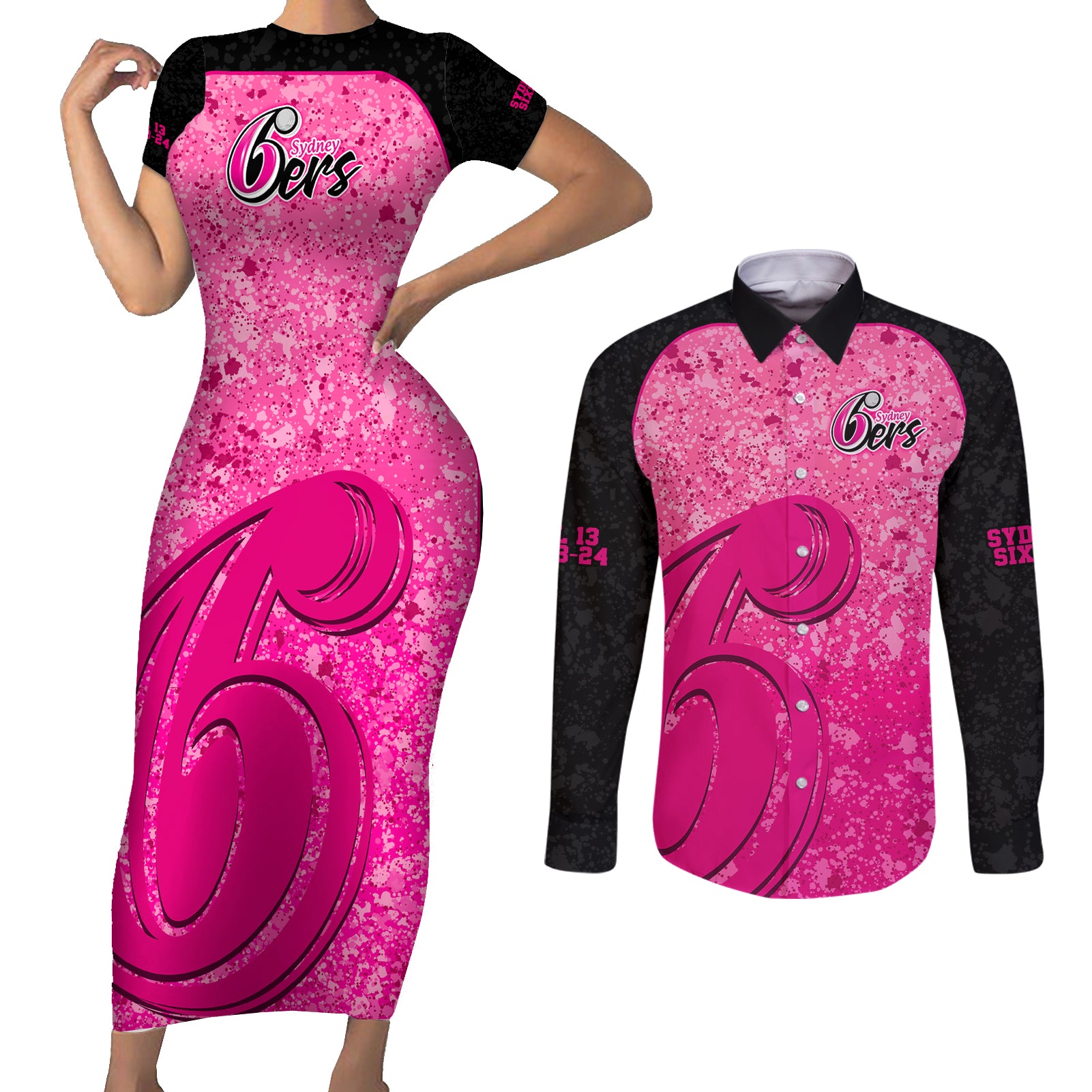 sydney-sixers-custom-couples-matching-short-sleeve-bodycon-dress-and-long-sleeve-button-shirt-bbl-cricket-team-2024
