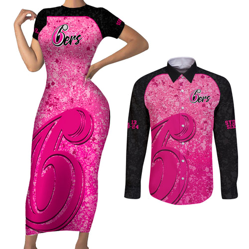 sydney-sixers-custom-couples-matching-short-sleeve-bodycon-dress-and-long-sleeve-button-shirt-bbl-cricket-team-2024