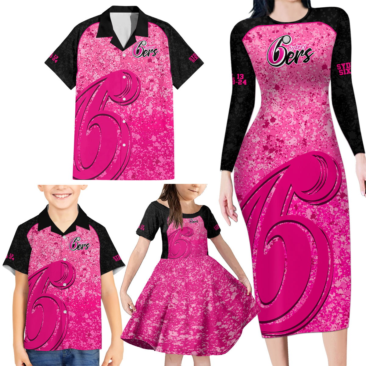 sydney-sixers-custom-family-matching-long-sleeve-bodycon-dress-and-hawaiian-shirt-bbl-cricket-team-2024