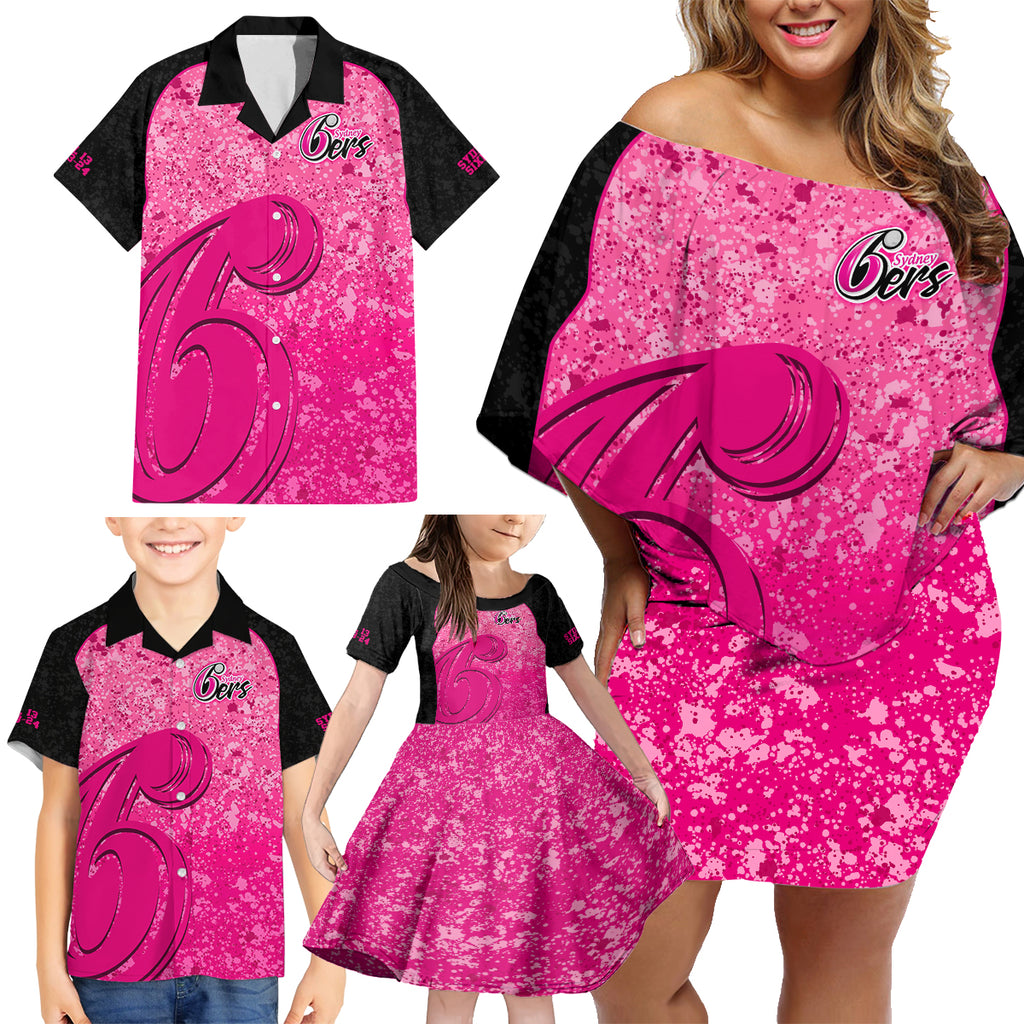 sydney-sixers-custom-family-matching-off-shoulder-short-dress-and-hawaiian-shirt-bbl-cricket-team-2024