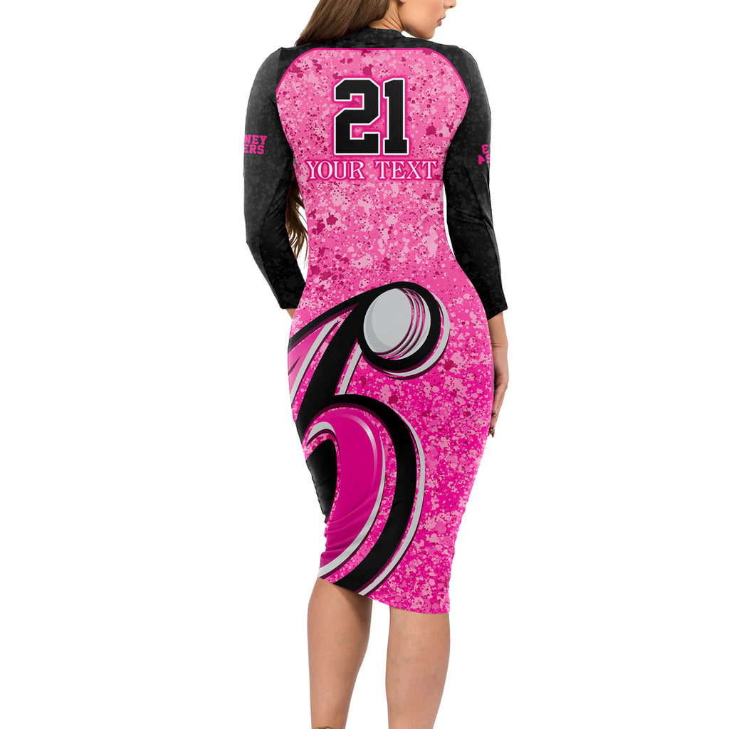 sydney-sixers-custom-long-sleeve-bodycon-dress-bbl-cricket-team-2024