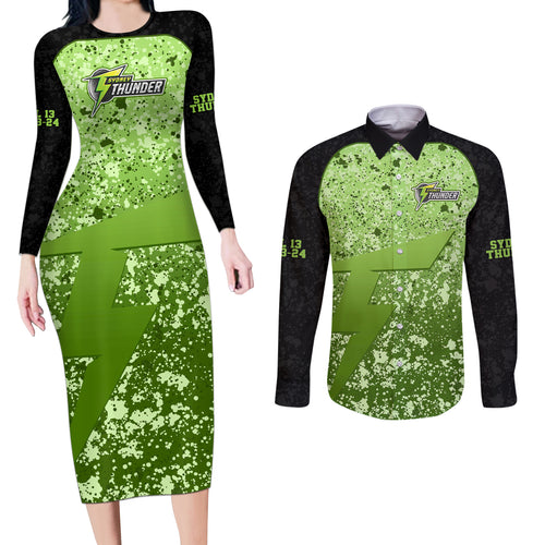 sydney-thunder-custom-couples-matching-long-sleeve-bodycon-dress-and-long-sleeve-button-shirt-bbl-cricket-team-2024