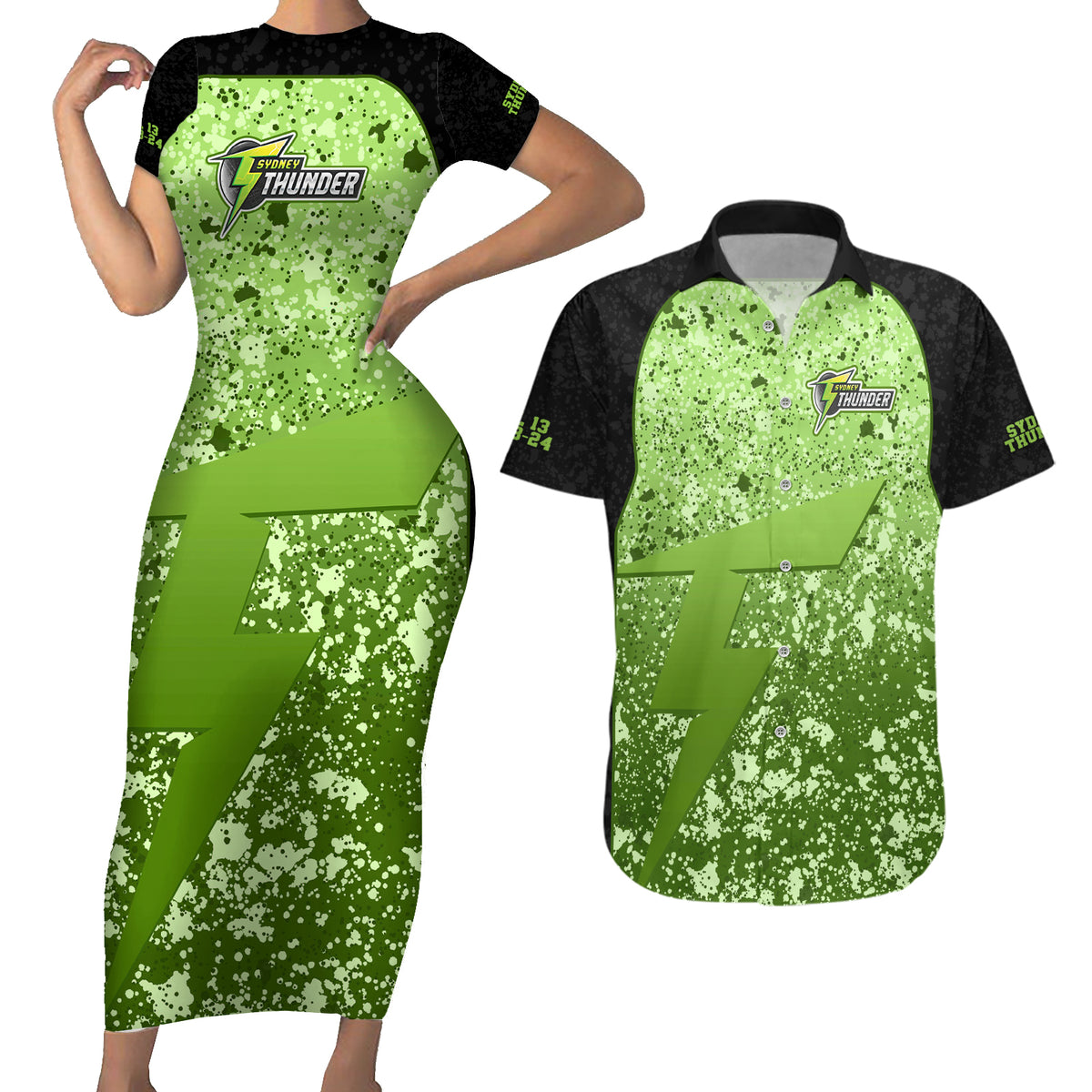 sydney-thunder-custom-couples-matching-short-sleeve-bodycon-dress-and-hawaiian-shirt-bbl-cricket-team-2024