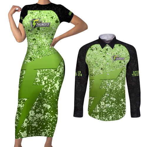 sydney-thunder-custom-couples-matching-short-sleeve-bodycon-dress-and-long-sleeve-button-shirt-bbl-cricket-team-2024
