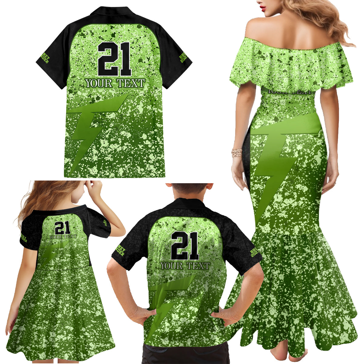 sydney-thunder-custom-family-matching-mermaid-dress-and-hawaiian-shirt-bbl-cricket-team-2024