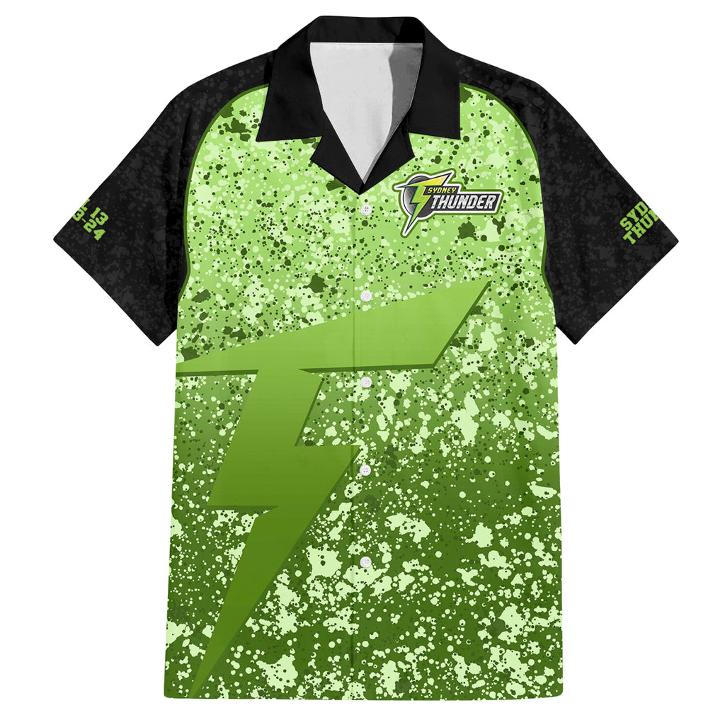 sydney-thunder-custom-family-matching-off-shoulder-long-sleeve-dress-and-hawaiian-shirt-bbl-cricket-team-2024