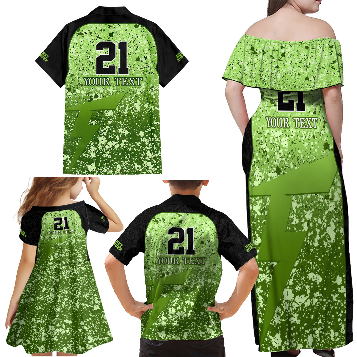 sydney-thunder-custom-family-matching-off-shoulder-maxi-dress-and-hawaiian-shirt-bbl-cricket-team-2024