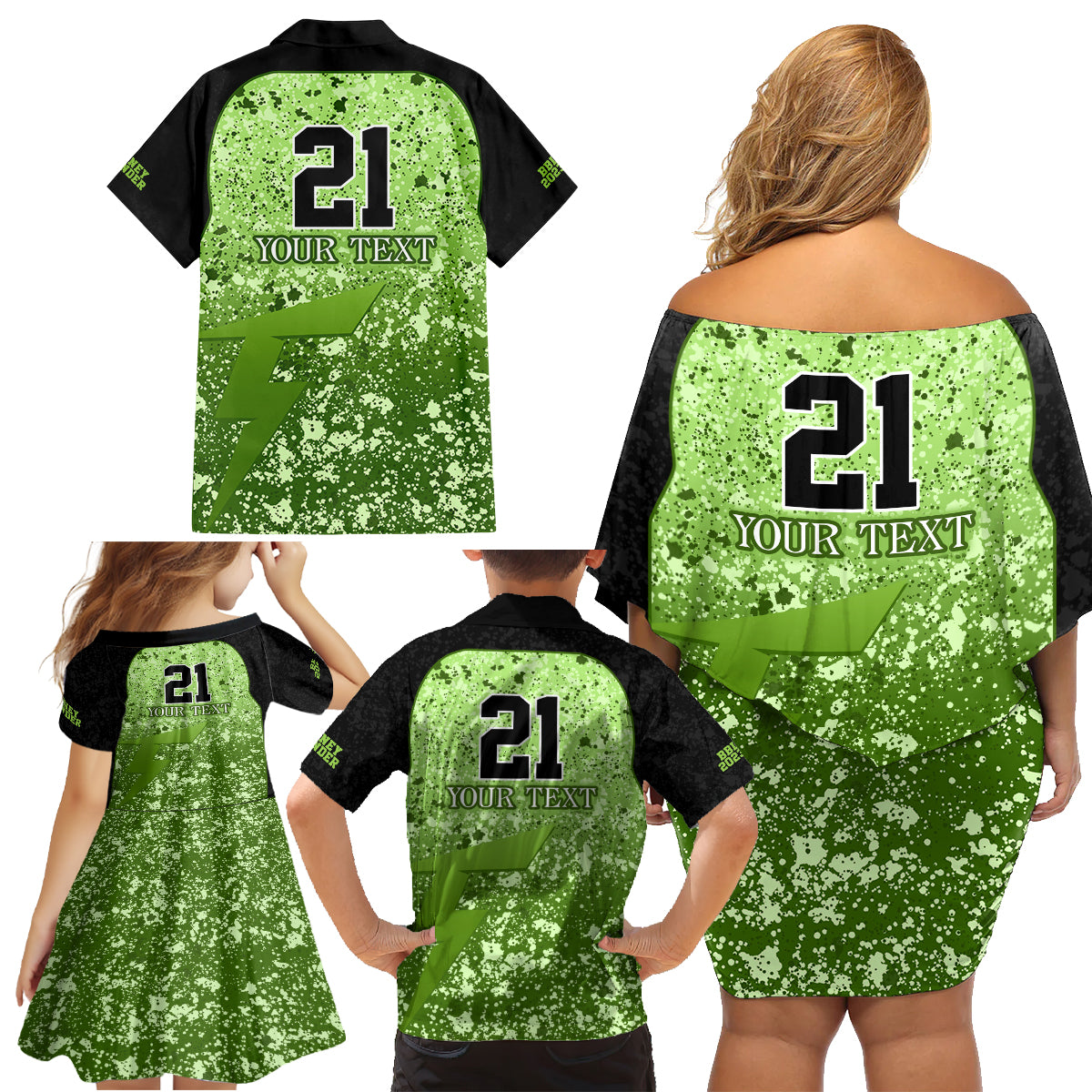 sydney-thunder-custom-family-matching-off-shoulder-short-dress-and-hawaiian-shirt-bbl-cricket-team-2024