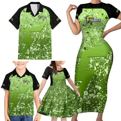 sydney-thunder-custom-family-matching-short-sleeve-bodycon-dress-and-hawaiian-shirt-bbl-cricket-team-2024