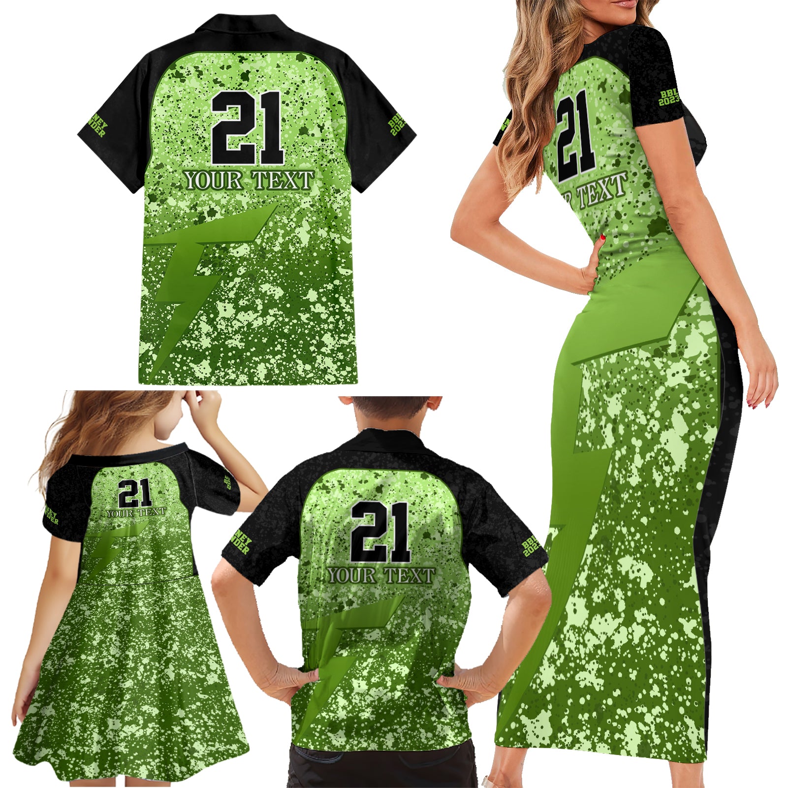 sydney-thunder-custom-family-matching-short-sleeve-bodycon-dress-and-hawaiian-shirt-bbl-cricket-team-2024