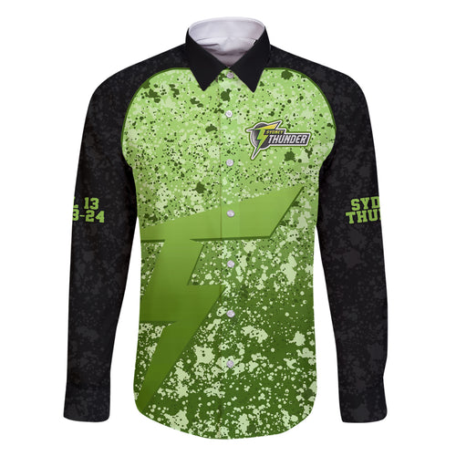 sydney-thunder-custom-family-matching-short-sleeve-bodycon-dress-and-hawaiian-shirt-bbl-cricket-team-2024