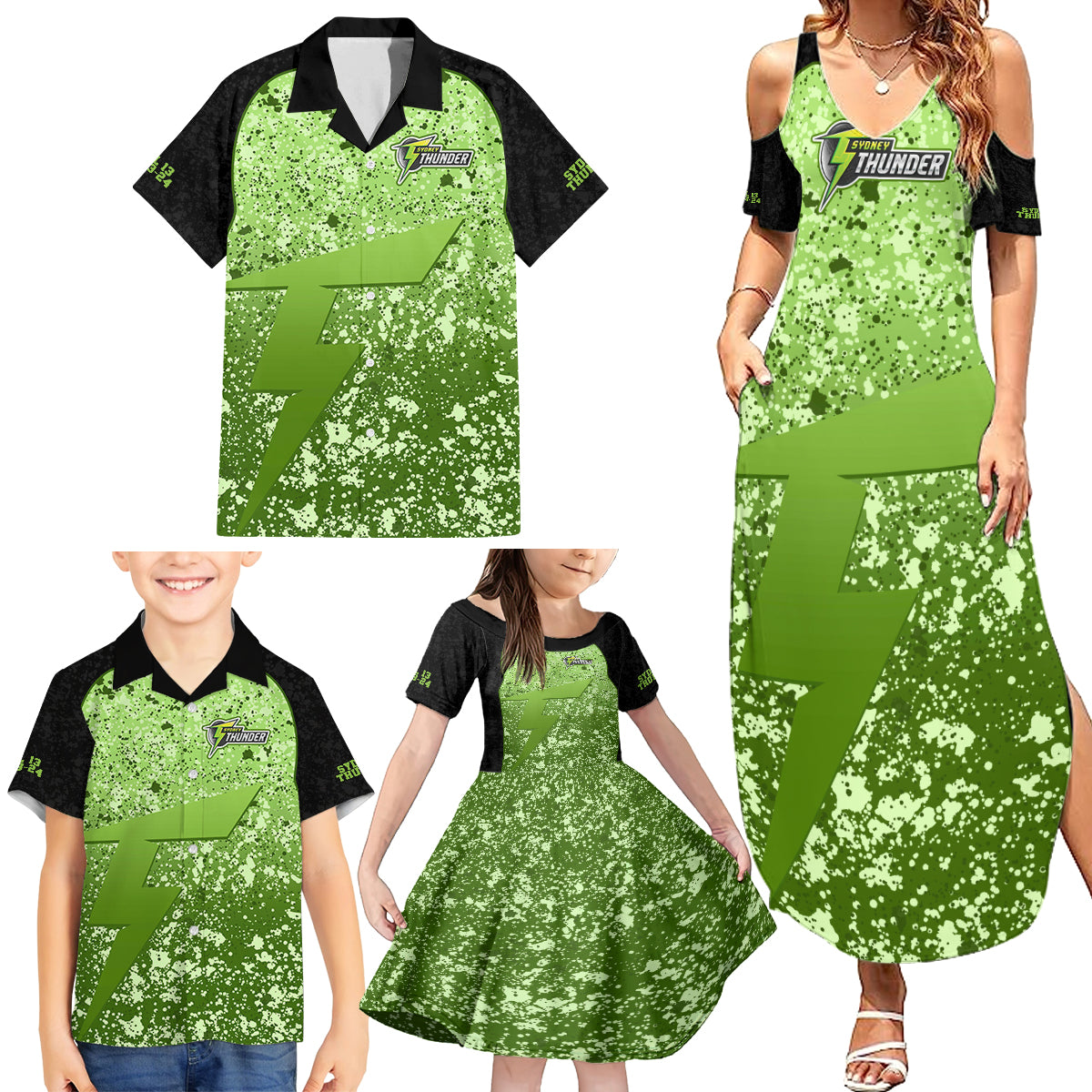 sydney-thunder-custom-family-matching-summer-maxi-dress-and-hawaiian-shirt-bbl-cricket-team-2024