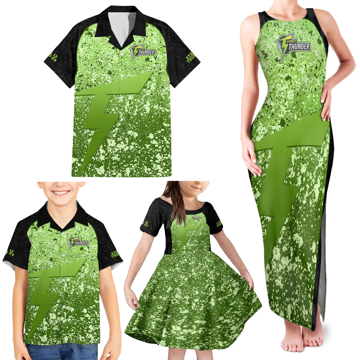 sydney-thunder-custom-family-matching-tank-maxi-dress-and-hawaiian-shirt-bbl-cricket-team-2024