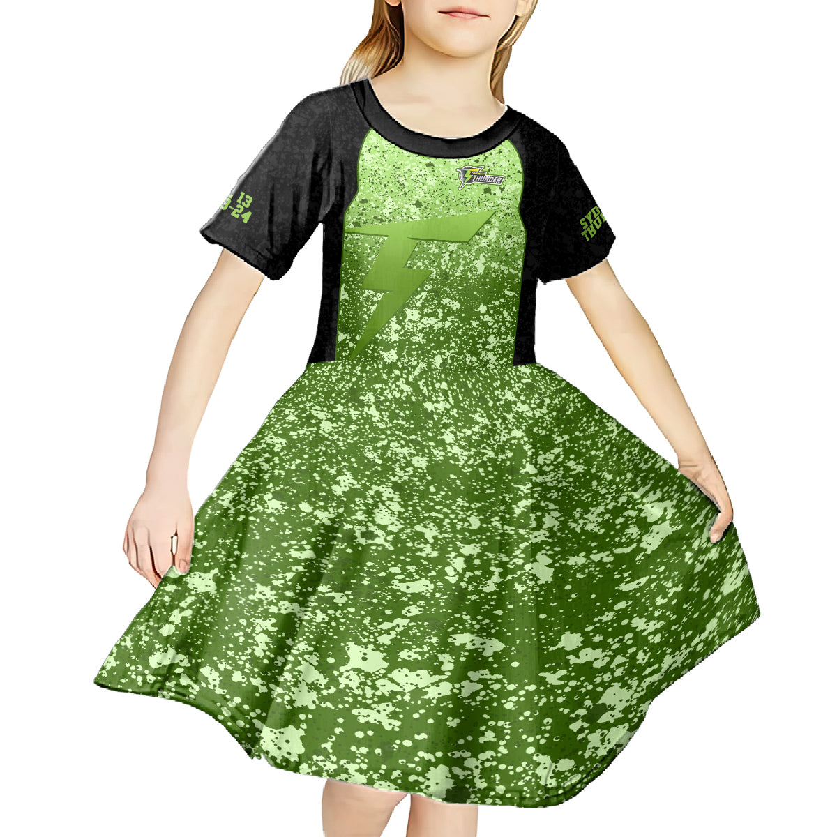 sydney-thunder-custom-kid-short-sleeve-dress-bbl-cricket-team-2024