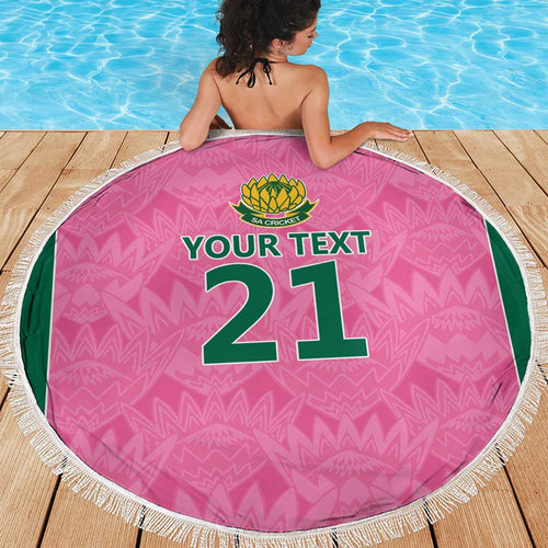 Pink South Africa Cricket Custom Beach Blanket Proteas Be Way Pink