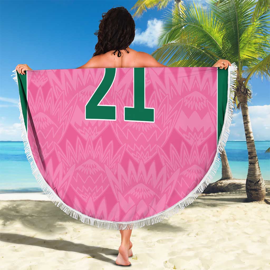 Pink South Africa Cricket Custom Beach Blanket Proteas Be Way Pink