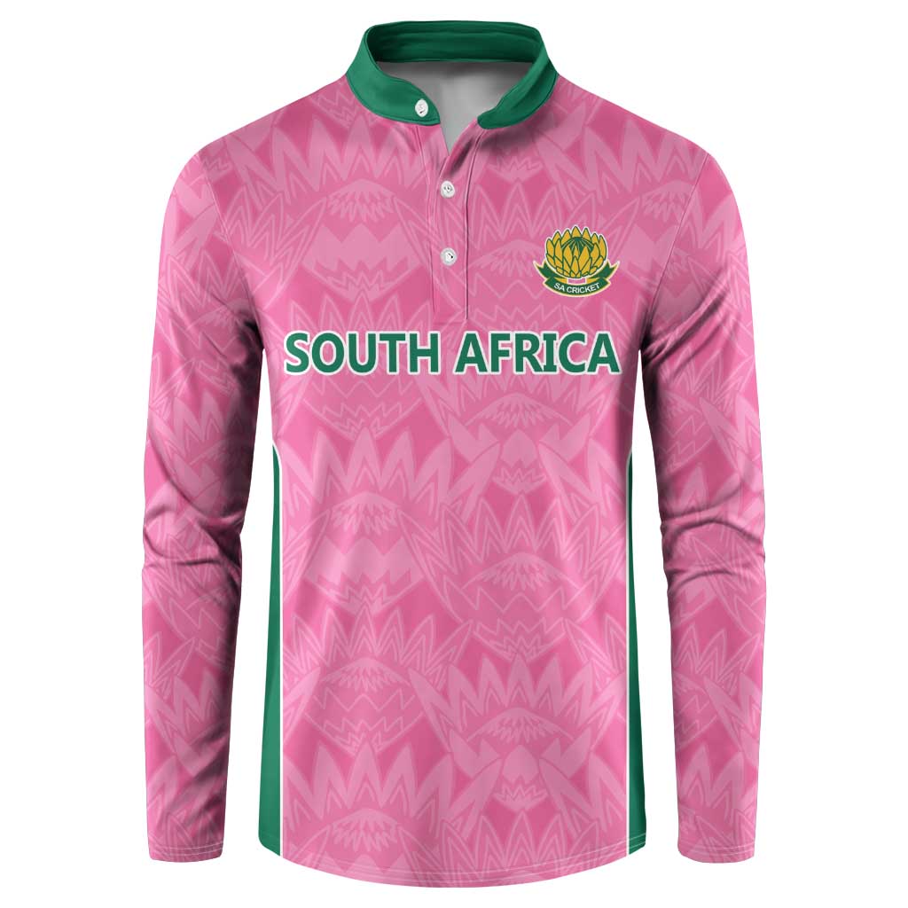 Pink South Africa Cricket Custom Button Sweatshirt Proteas Be Way Pink