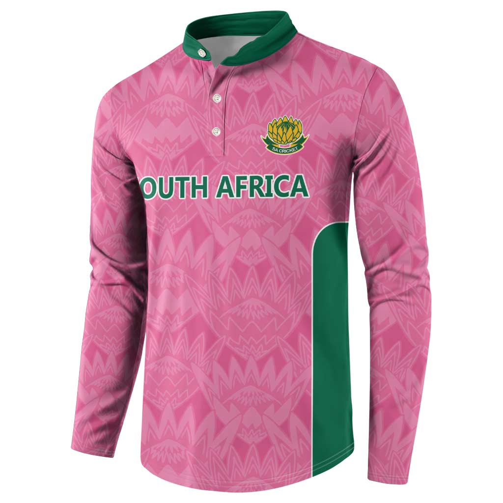 Pink South Africa Cricket Custom Button Sweatshirt Proteas Be Way Pink